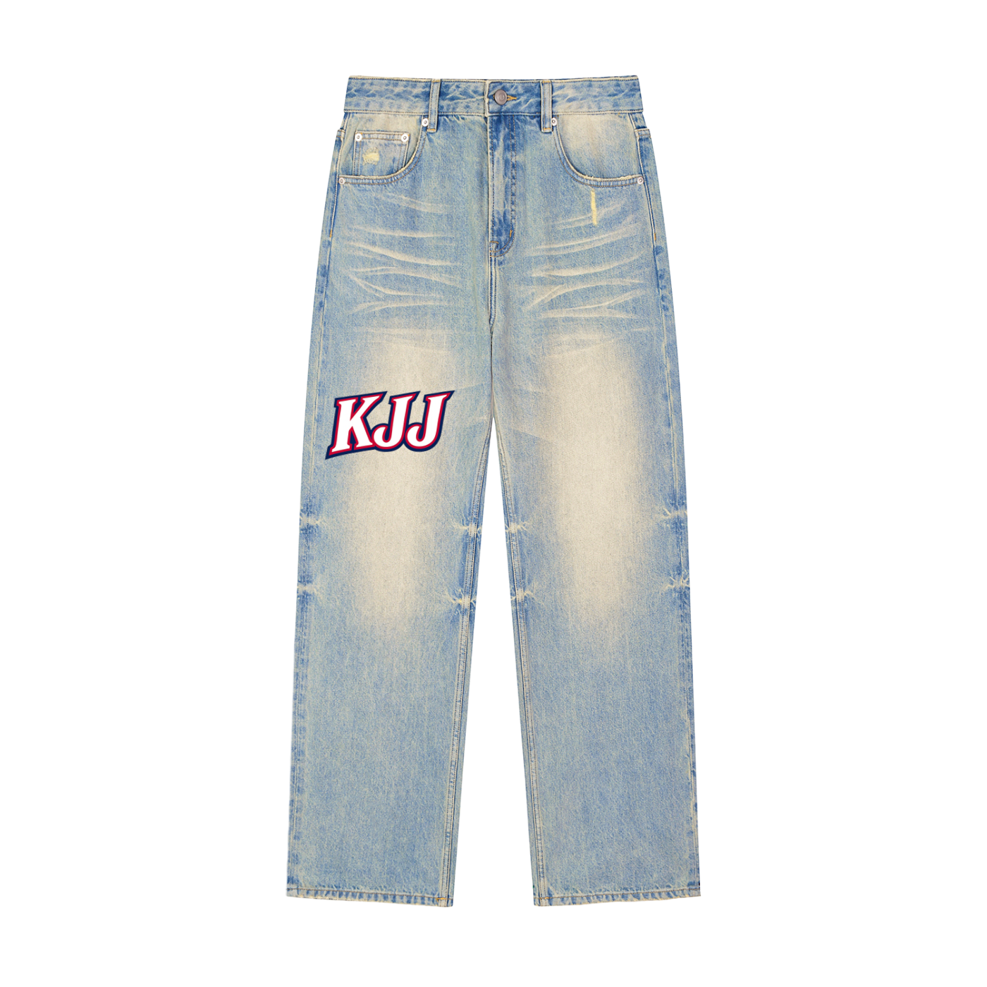 KJJ Sun Fade Raw Hem Denim Jeans