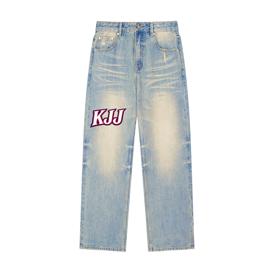 KJJ Sun Fade Raw Hem Denim Jeans